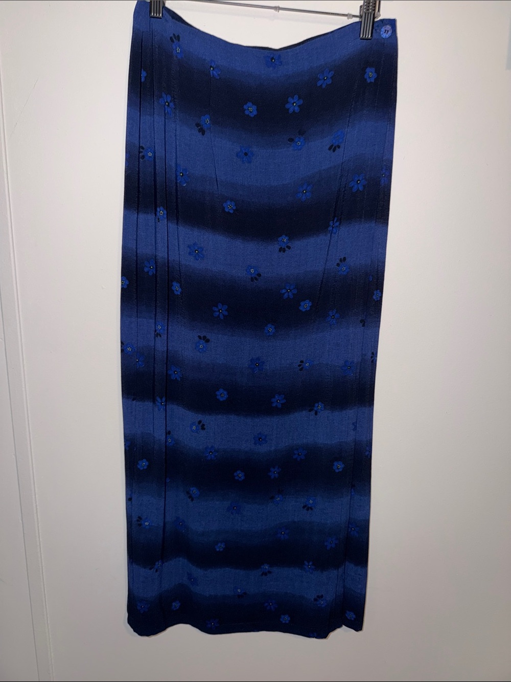 Navy Ombre Floral Maxi Skirt